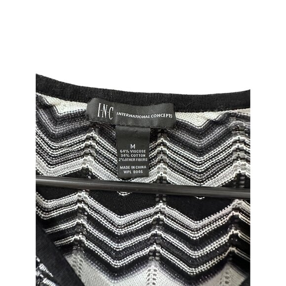INC International Concepts Black and White Chevron Sweater - Picture 4 of 6